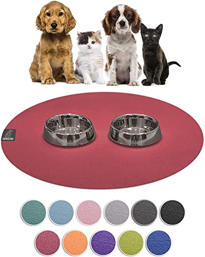 SanoZoo® Napfunterlage - Öko-TEX - Made in Germany - rutschfeste Futtermatte für Hunde & Katzen Rund 120cm Rot, wasserfest von SanoZoo