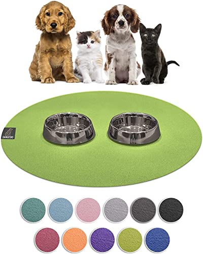 SanoZoo® Napfunterlage - Öko-TEX - Made in Germany - rutschfeste Futtermatte für Hunde & Katzen Rund 80cm Grün, wasserfest von SanoZoo