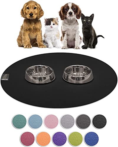 SanoZoo® Napfunterlage - Öko-TEX - Made in Germany - rutschfeste Futtermatte für Hunde & Katzen Rund 80cm Schwarz, wasserfest von SanoZoo