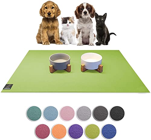 SanoZoo® Napfunterlage - Öko-TEX - Made in Germany - rutschfeste Futtermatte für Hunde & Katzen Set 2X 30x40cm Grün, wasserfest von SanoZoo