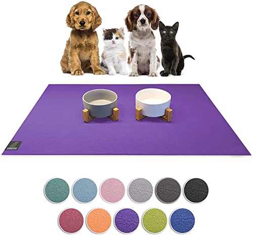 SanoZoo® Napfunterlage - Öko-TEX - Made in Germany - rutschfeste Futtermatte für Hunde & Katzen Set 2X 30x40cm Lila, wasserfest von SanoZoo