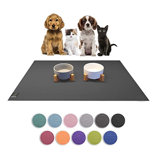 SanoZoo® Napfunterlage - Öko-TEX - Made in Germany - rutschfeste Futtermatte für Hunde & Katzen 40x60cm Grau, wasserfest von SanoZoo