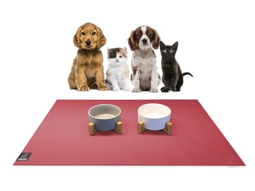 SanoZoo® Napfunterlage - Öko-TEX - Made in Germany - rutschfeste Futtermatte für Hunde & Katzen 80x140cm Rot, wasserfest von SanoZoo