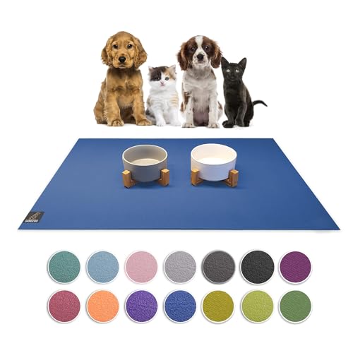 SanoZoo® Napfunterlage - Öko-TEX - Made in Germany - rutschfeste Futtermatte für Hunde & Katzen 80x80cm Blau, wasserfest von SanoZoo