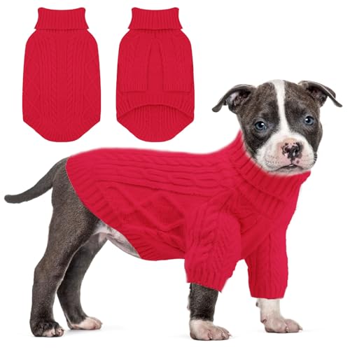 SANQITARA Hundepullover für kleine Hunde, Pullover XS, Hundepullover mit langen Ärmeln, Rollkragen, warme Strickwaren, Kleidung für Hunde, Mädchen, Jungen, männlich, weiblich, Chihuahua, Bulldogge, von Sanqitara