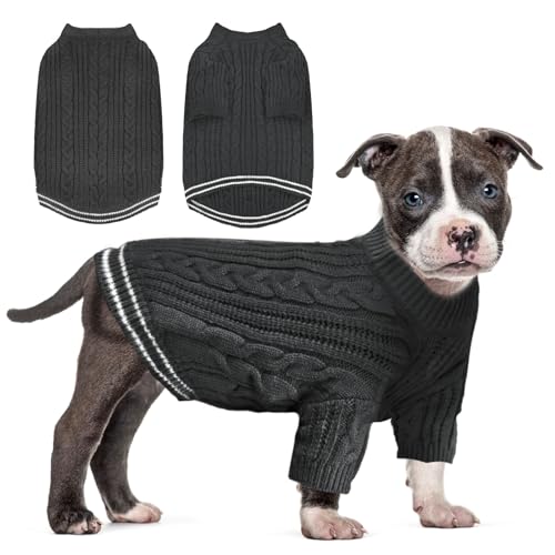 Sanqitara Warmer Hundepullover, hochelastisch, weiches Gefühl für kleine und mittelgroße Hunde, kurze Ärmel, dicker Strickwaren, Grau, Größe L von Sanqitara