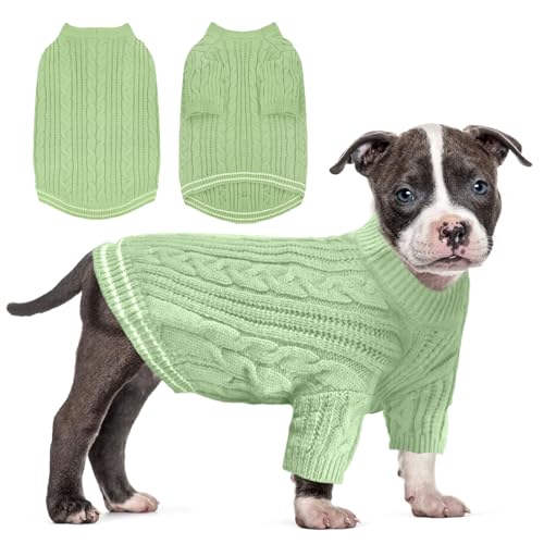 Sanqitara Warmer Hundepullover, hochelastisch, weiches Gefühl für kleine und mittelgroße Hunde, kurze Ärmel, dicker Strickwaren (Hellgrün, Größe S) von Sanqitara