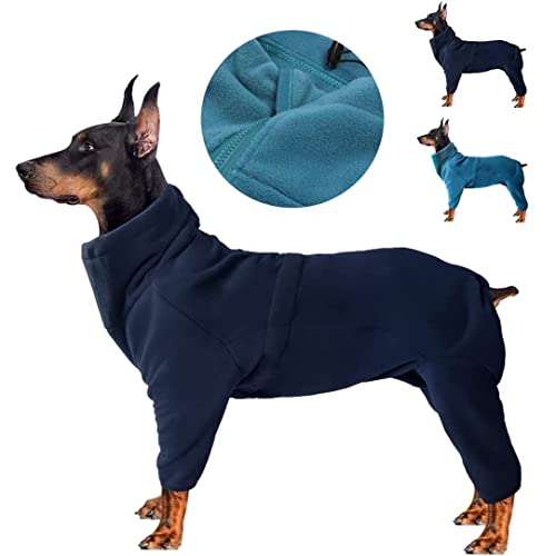 Hunde Wintermantel, Hundemantel Winter, Hundejacken Große Hunde Weste Warm Winddicht Hundejacke Fleece Haustier Bekleidung Winterjacken mit Leine Loch mit Reißverschluss (3XL,Schwarz Blau) von Sanswin