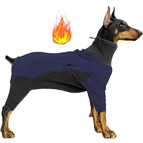 Hundebekleidung & Zubehör, Hund Wintermantel für Hunde, Winddichte Mäntel Hund Schneeanzug Warme Fleecekleidung Komfort Leichte Jacke bei kaltem Wetter für Klein Mittel Groß (3XL,Schwarz Blau) von Sanswin