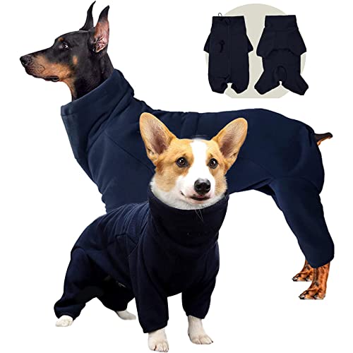 Hundepullover Grosse Hunde, Hunde-Winterjacke, Kaltwetter-Hundemäntel mit Reißverschluss, Einfaches Gehen und Weiche Warme Sportbekleidung für Mittelgroße und Große Hunde (S,Schwarz Blau) von Sanswin