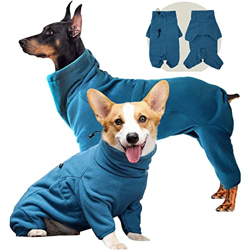 Hundepullover Grosse Hunde, Hunde-Winterjacke, Kaltwetter-Hundemäntel mit Reißverschluss, Einfaches Gehen und Weiche Warme Sportbekleidung für Mittelgroße und Große Hunde (3XL,Blau) von Sanswin