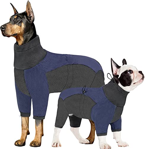 Sanswin Wintermantel Hund, Hundemantel Mittel Grosse Hundejacke Winter Warm Hundekleider mit Reißverschluss und Stehkragen, Im Freien Winterweste Hund mit Bauchschutz (M,Schwarz Blau) von Sanswin