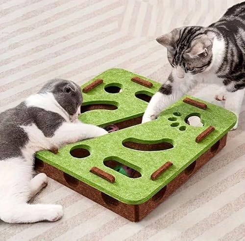 Katzenspielzeug Intelligenzspielzeug aus Filz mit Ball – Interaktives Beschäftigungsspiel für Katzen & Kätzchen – Fördert Spieltrieb & Geschicklichkeit – 30 x 30 x 7,5 cm von Santice