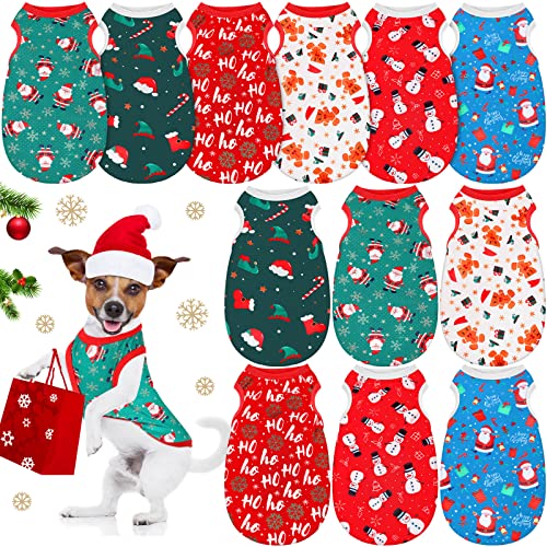 12 Stück Weihnachten Hund Shirt Bulk Hund Weihnachten Outfit Weihnachten Hund Kleidung Welpen Weihnachten Shirt für kleine Hunde Weihnachten Zuhause und Party Hundebedarf (Medium) von Sanwuta
