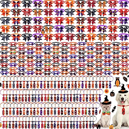 300 Stück Halloween-Hundeschleifen Krawatten Halsbänder Bulk für Hunde Halloween Hund Fliegen Krawatten Halsbänder Verstellbare Fliege Halsbänder für mittelgroße große Hunde für Haustier Halloween von Sanwuta