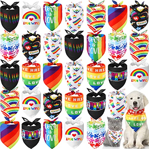 60 Stück Hundehalstücher Gay Pride Regenbogen Schals Lätzchen LGBT Hund Taschentuch für Hund Welpen Katze Haustier Pride Festival Party Zubehör, 10 Stile von Sanwuta