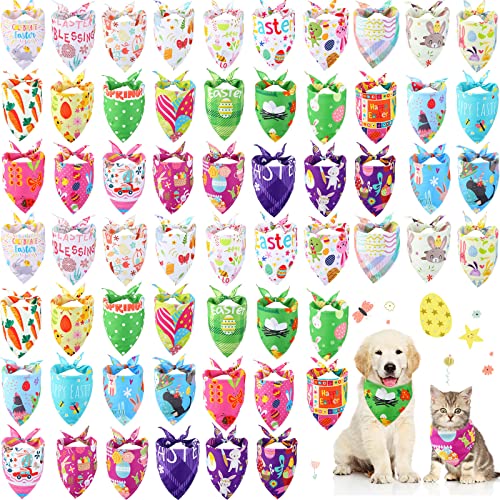 60 Stück Oster-Hundehalstücher Bulk Bunny Hundehalstücher Verstellbare Hundelätzchen Dreieck Hundeschal Urlaub Haustier Kostüm für kleine, mittelgroße Hunde (Hasenmuster) von Sanwuta