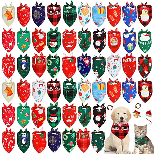 60 Stück Urlaub Hund Bandanas Thanksgiving Weihnachten Halloween Herbst Hund Bandanas Verstellbare Hundelätzchen Dreieck Hundeschal Urlaub Haustier Kostüm für kleine mittelgroße Haustiere Hunde von Sanwuta