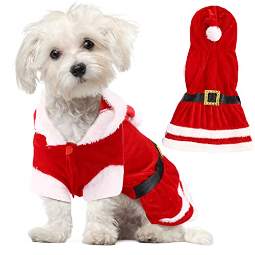 Hund Weihnachten Kostüm Weihnachtsmann Hund Kostüm Weihnachten Hund Outfits für kleine Hunde Hoodie Winter Hund Weihnachtsmann Anzug mit Kappe Haustier Kleidung Fleece Kleid für Hund Katze Welpen von Sanwuta