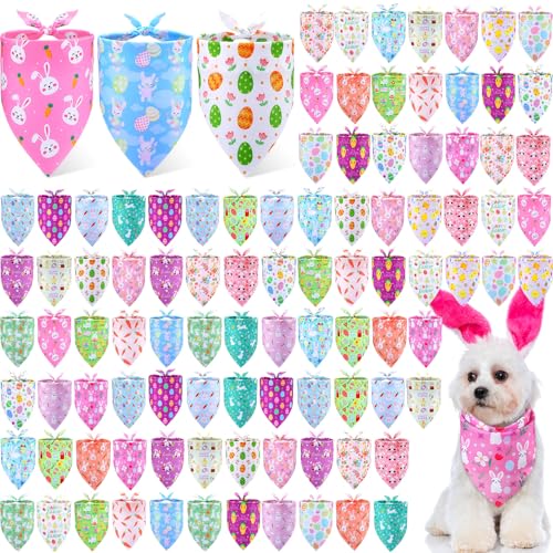 Sanwuta 100 Stück Oster-Hundehalstücher, Großpackung mit Haseneiern, Kaninchen, Halstücher für Hunde, verstellbares Dreieck, weiche Schal-Lätzchen, Haustier-Bandanas für kleine bis große Haustiere, Sanwuta 100 Stück Oster-Hundehalstücher, Großpackung mit Haseneiern, Kaninchen, Halstücher für Hunde, verstellbares Dreieck, weiche Schal-Lätzchen, Haustier-Bandanas für kleine bis große Haustiere, von Sanwuta