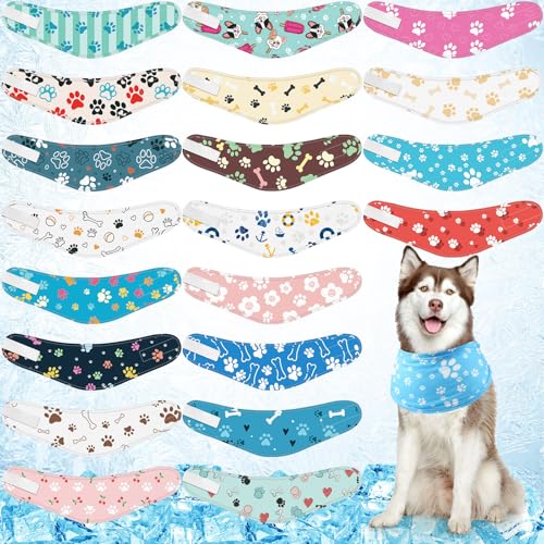 Sanwuta 20 Stück Hundehalstücher für Hunde, sofort kühlend, verstellbar, atmungsaktiv, Eishalstücher, Ohrenschützer für kleine, mittelgroße und große Haustiere, Hunde, Welpen, Katzen im heißen Sommer von Sanwuta