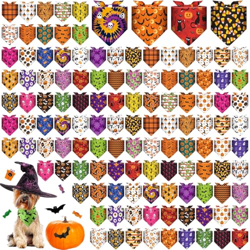 Sanwuta Halloween-Hundehalstücher, 40 Stile, verstellbare Dreieckstücher, weich, waschbar, Halloween-Zubehör für kleine, mittelgroße und große Hunde, Welpen-Kostüme und Party-Kostüme, 120 Stück Sanwuta Halloween-Hundehalstücher, 40 Stile, verstellbare Dreieckstücher, weich, waschbar, Halloween-Zubehör für kleine, mittelgroße und große Hunde, Welpen-Kostüme und Party-Kostüme, 120 Stück von Sanwuta