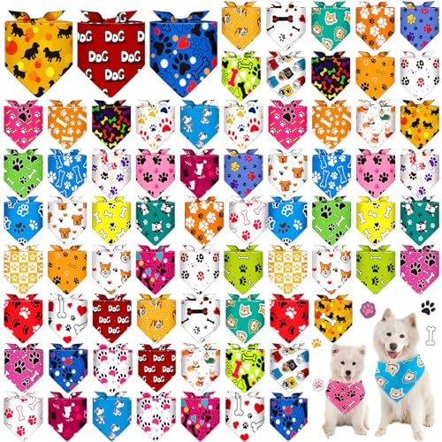 Sanwuta Hundehalstücher, waschbar, Dreieckstücher, Katze, Halstücher, verstellbar, weich, niedlich, Dreieckslätzchen, Zubehör für kleine, mittelgroße Hunde, Katzen, Haustier-Kostüm, 72 Stück von Sanwuta