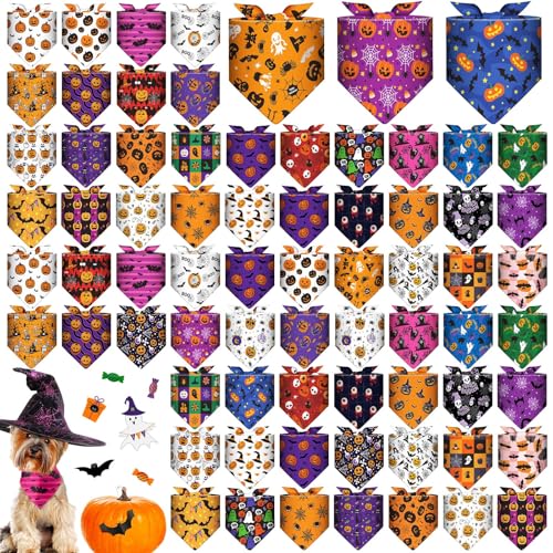 Sanwuta Hundehalstücher, waschbar, Dreieckstücher, Katzen-Halstücher, verstellbar, weich, niedlich, Dreieck-Lätzchen, Zubehör für kleine, mittelgroße Hunde, Katzen, Haustier-Kostüm, 72 Stück von Sanwuta