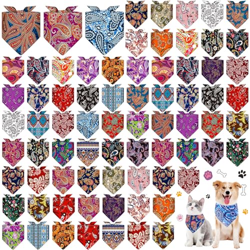 Sanwuta Hundehalstücher, waschbar, Dreieckstücher, Katzen-Halstücher, verstellbar, weich, niedlich, Dreieck-Lätzchen, Zubehör für kleine, mittelgroße Hunde, Katzen, Haustier-Kostüm (Paisleymuster) von Sanwuta