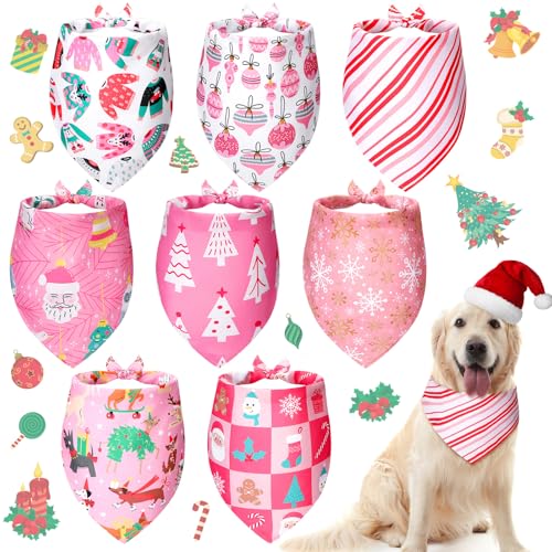 Sanwuta Hundehalstücher für Hündinnen, Weihnachtsmann-Kostüm, Dreieck, für Hündinnen, verstellbar, für Weihnachten, Kostüm, Zubehör, Dekoration, 8 Stück Sanwuta Hundehalstücher für Hündinnen, Weihnachtsmann-Kostüm, Dreieck, für Hündinnen, verstellbar, für Weihnachten, Kostüm, Zubehör, Dekoration, 8 Stück von Sanwuta