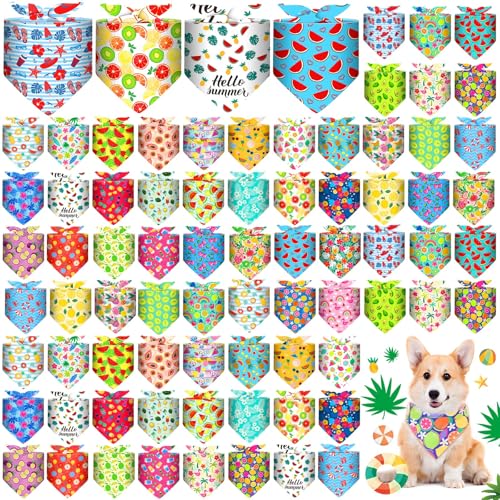 Sanwuta Hundehalstücher für den Sommer, verstellbar, Dreieckstuch, Halstuch für kleine, mittelgroße und große Haustiere, 72 Stück von Sanwuta