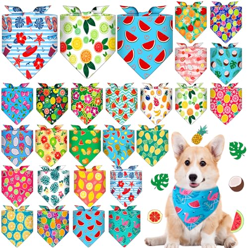 Sanwuta Hundehalstücher in Dreiecksform, mit Obstmuster, Katzenhalstücher für Jungen und Mädchen, Sommerschal für kleine und mittelgroße Haustiere, für den Sommer, Party, Haustierkostüm, Zubehör, 24 von Sanwuta