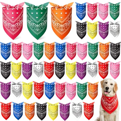 Sanwuta Hundehalstücher mit Paisleymuster, Uni, Paisleymuster, Dreieckstücher für Hunde, buntes Cowboy-Halstuch, Bandana, verstellbares Haustier-Schal für Welpen, kleine, mittelgroße und große von Sanwuta