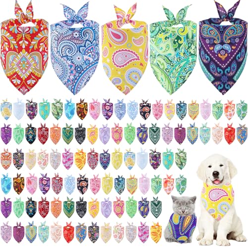 Sanwuta Hundehalstücher mit Paisleymuster, waschbar, verstellbar, für kleine, mittelgroße und große Hunde, Katzen, Kostüm-Zubehör, 100 Stück Sanwuta Hundehalstücher mit Paisleymuster, waschbar, verstellbar, für kleine, mittelgroße und große Hunde, Katzen, Kostüm-Zubehör, 100 Stück von Sanwuta