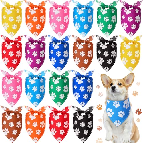 Sanwuta Hundehalstücher mit Pfotenabdruck, bunt, für Hunde, Haustiere, Dreieckstuch, Lätzchen, Schal für Welpen, kleine, mittelgroße und große Haustiere, Kostüm-Zubehör, 20 Stück Sanwuta Hundehalstücher mit Pfotenabdruck, bunt, für Hunde, Haustiere, Dreieckstuch, Lätzchen, Schal für Welpen, kleine, mittelgroße und große Haustiere, Kostüm-Zubehör, 20 Stück von Sanwuta