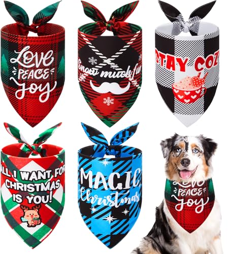 Sanwuta Hundehalstücher mit Sprüchen, wendbar, dreieckig, waschbar, für Welpen, verstellbar, Haustierkostüm, Zubehör für mittelgroße und große Hunde, Größe XL, 5 Stück Sanwuta Hundehalstücher mit Sprüchen, wendbar, dreieckig, waschbar, für Welpen, verstellbar, Haustierkostüm, Zubehör für mittelgroße und große Hunde, Größe XL, 5 Stück von Sanwuta