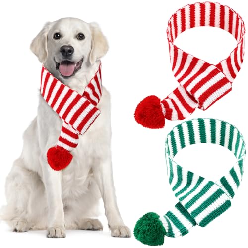 Sanwuta Strickschal für Hunde, Weihnachtsmann-Schal, Hundehalstücher mit Bommel, Halswärmer, Kostüm für den Winter, 2 Stück Sanwuta Strickschal für Hunde, Weihnachtsmann-Schal, Hundehalstücher mit Bommel, Halswärmer, Kostüm für den Winter, 2 Stück von Sanwuta