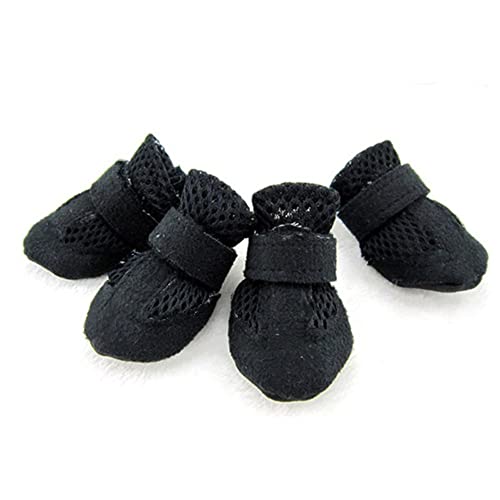 Sarekung Hundeschuhe Mesh atmungsaktive Komfortschuhe mit weicher Sohle für Hunde, Bichon Teddy Haustierschuhe Hundestiefel wasserdicht rutschfest (M, Schwarz) von Sarekung