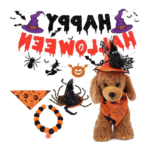 Halloween-Kostüm-Set für Feste, Haustiere, robustes Polyester, Tier-Cosplay-Kleidung, schnell wechselnd, Partyzubehör, Haustier-Party-Dekorationsset von Sarhula