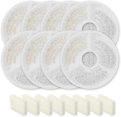 SARPAWS 8er-Pack Ersatzfilte Katzentrinkbrunnen W4-S1, 2-Monats-Set mit Ersatzfiltern für ultraleise Haustiertrinkbrunnen (weiß, W7) von Sarpaws
