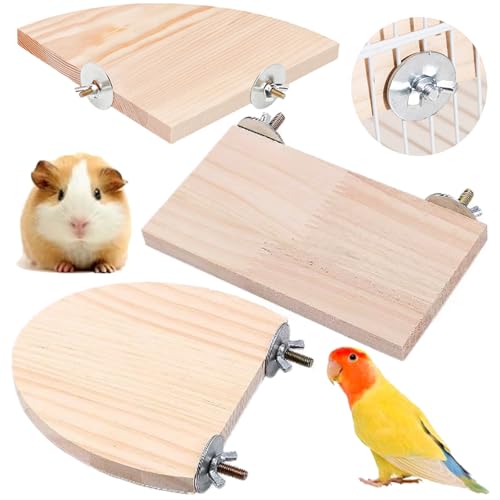 3 Stück Vogel Plattform Holz,Papagei Plattform,Vogelkauen aus Holz Plattform,Vogel Plattform für Haustiere für Kleintiere Wie Vögel und Hamster (Quadratisch, Halbrund, Fächerförmig) von Sasibiyb