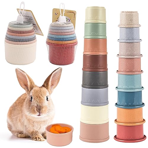 Stapelbecher für Kaninchen 16 Stück Kaninchen Stapelbecher Spielzeug Sandspielzeug Becher Stapelbar Kaninchenfutter Spielzeug für Kaninchen, Hamster, Kinder (Mehrfarbig) von Sasibiyb