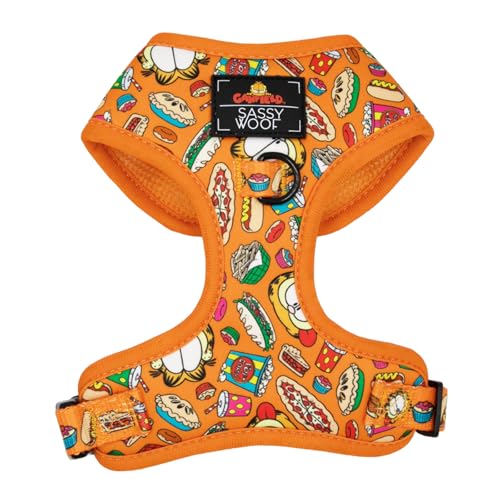 Sassy Woof Garfield™ Hundegeschirr, verstellbar, atmungsaktives Netzgewebe, kein Ziehen, Design mit zwei D-Ringen, patentiertes Design, ideal für große Hunde, offizielles Lizenzprodukt von Sassy Woof