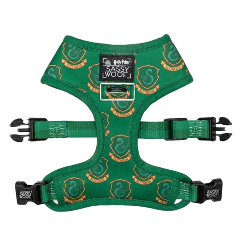Sassy Woof Hundegeschirr Wendbar Harry Potter™ Slytherin XS, atmungsaktives Netzgewebe, kein Ziehen, Design mit zwei D-Ringen, patentiertes Design, perfekt für kleine Hunde und Welpen, offizielles von Sassy Woof