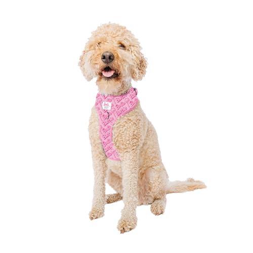 Sassy Woof Verstellbares Hundegeschirr – Barbie™ Malibu – L, atmungsaktives Netzgewebe, kein Ziehen, Design mit zwei D-Ringen, patentiertes Design, ideal für große Hunde, offizielles Lizenzprodukt von Sassy Woof