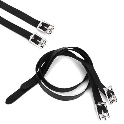 Leder Sporenriemen, 1 Paar verlängern für Sporenriemen Leder mit Edelstahlschnalle Werkzeug Zubehör 50cm schwarz Leder Sporenriemen, 1 Paar verlängern für Sporenriemen Leder mit Edelstahlschnalle Werkzeug Zubehör 50cm schwarz von SatcOp