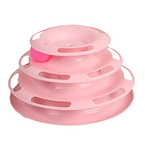 Saterkali Cat Teaser Toy Biss-Resistant Relieve Boredom Stress Relief Disc Cat Toys Training Amusement Plate for Kitty Pink von Saterkali