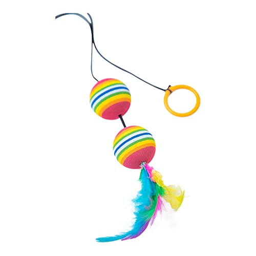 Saterkali Cat Teaser Toys No Odor Soothe Mood Lightweight Colorful Feather Type Cat Rainbow Ball Toy Pet Supplies Multicolor von Saterkali