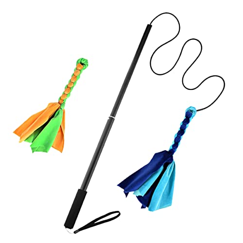 Saterkali Dog Wand Retractable Design Interactive Play Colorful Outdoor Interactive Dog Chasing Flirt Stick Set Pet Supplies Black von Saterkali