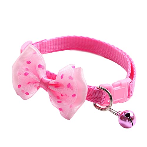 Saterkali Halsband, niedlich, verstellbar, attraktiv, Punktdruck, Schleife, Haustierhalsband für Hunde, Rosa von Saterkali